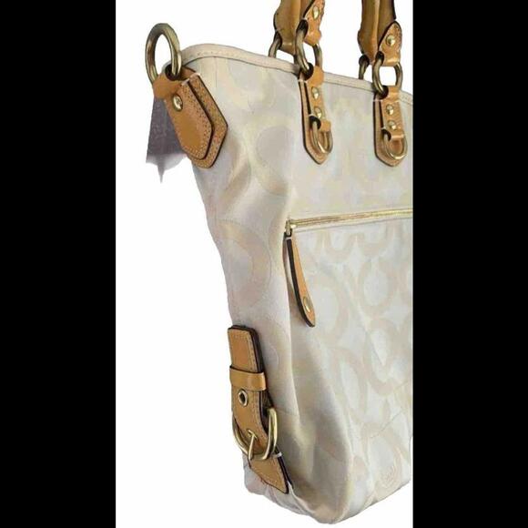 Coach 12963 Madison Julianne Op Art XL Large Tote Satchel Patent Leather Yellow - Picture 9 of 12